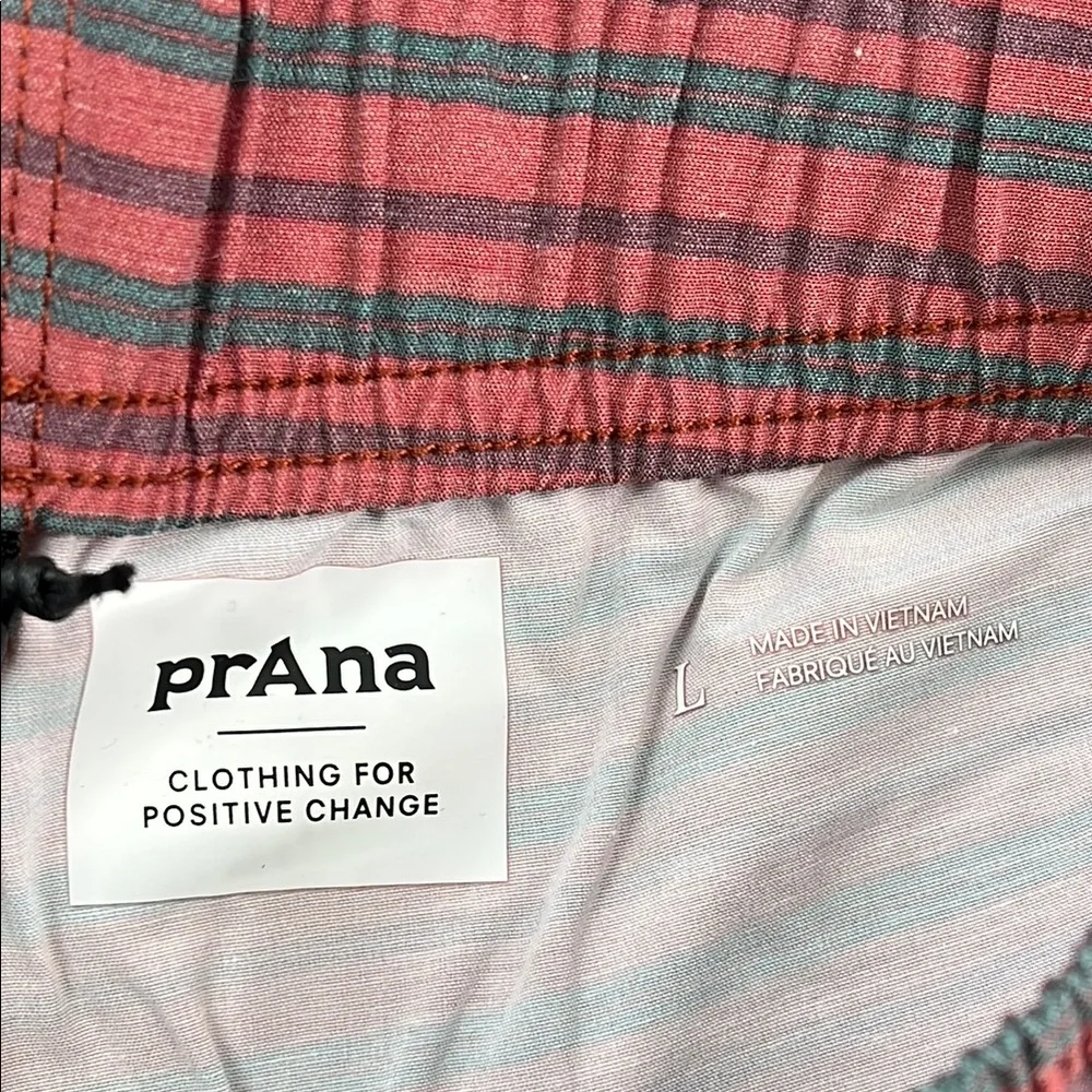 NEW Prana L Metric E-Waist Short Rust Stripe Men's Striped Red Shorts‎